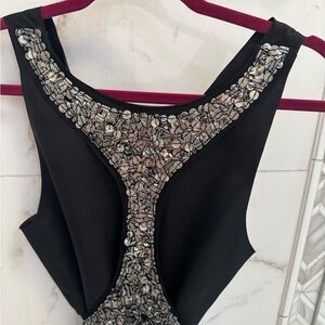 Hugo Boss Black Midi Dress with Silver-Beaded Detail, size small